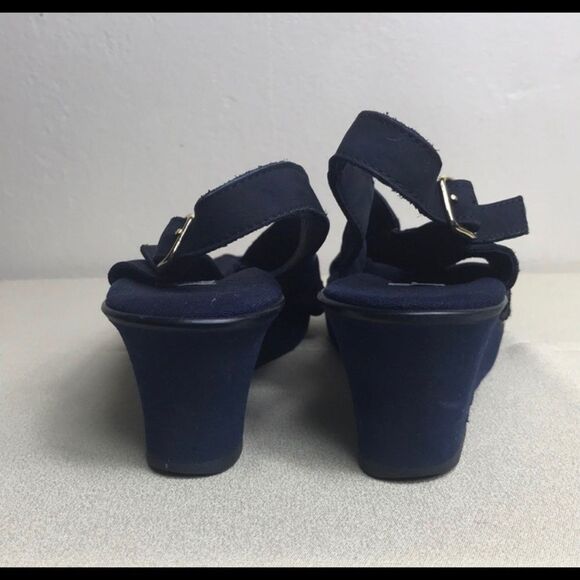 Vintage Handmade Navy Blue Suede Women shoes Size 7 - Picture 5 of 13